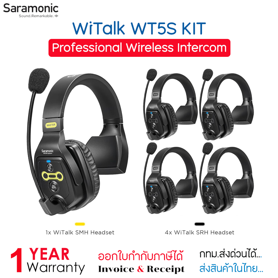 SARAMONIC WiTalk WT5S Kit  Professional Wireless Intercom ชุดหูฟังระบบ Head-Mounted Integrated Wirel