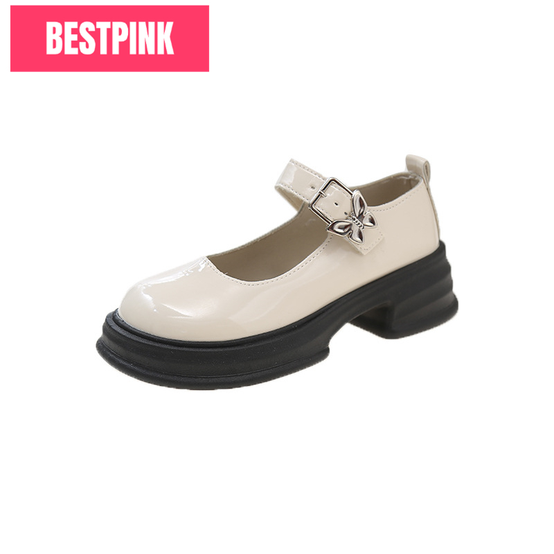 BESTPINK ข้อเสนอที่ร้อนแรง รองเท้าแมรี่เจน สไตล์ญี่ปุ่น พื้นหนา ขนาดใหญ่ สําหรับนักเรียน