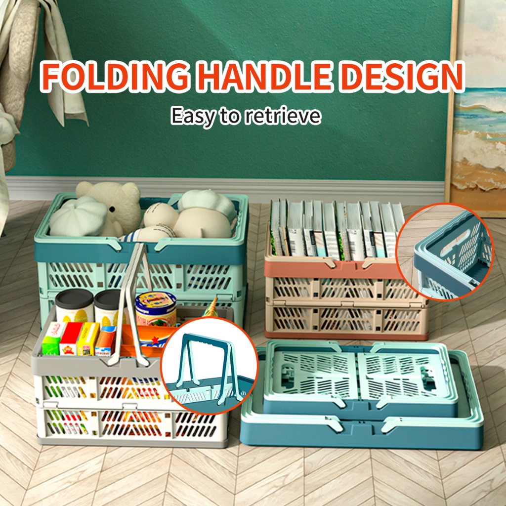 🔥 พกพาสะดวก 🔥 กล่องเก็บของขนาดใหญ่ ตะกร้าเก็บของสีพาสเทล  พร้อมที่จับสำหรับห้องครัว ห้องนั่งเล่นและโต๊ะ - รูปที่ 5