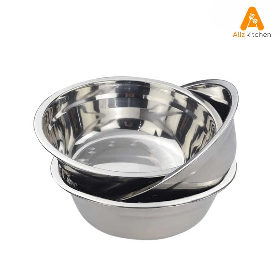 ชามสแตนเลส ชามใส่อาหาร Stainless steel bowl อย่างดี ไม่ติดอาหาร ก้นลึก โค้งมน Aliz Kitchen