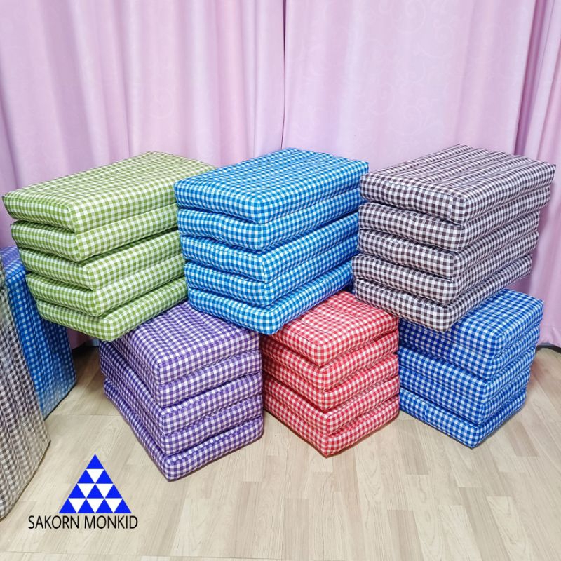 ที่นอนนุ่น Size 60*180*8 ซม.(2 ฟุต)ลายมินิมอล (Minimal) ที่นอน 5 พับ ที่นอนพับได้