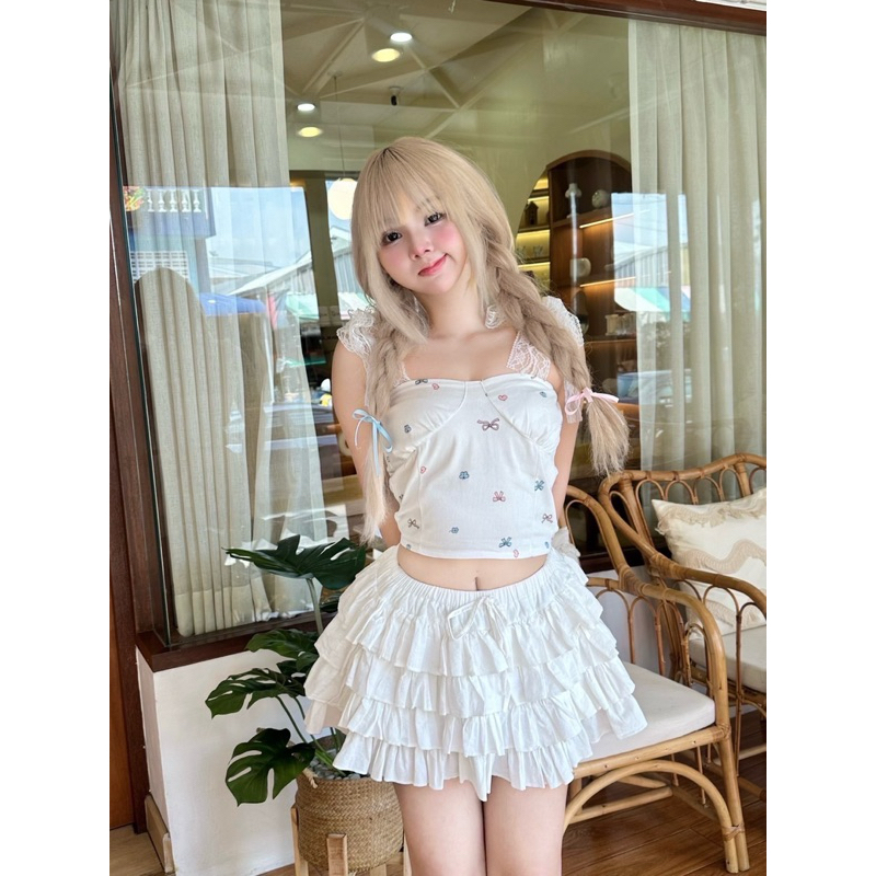 Levenn.bkk • Mezzo Crop เสื้อผูกไหล่ ผ้ายีนส์ สายผูกเป็นผ้าลูกไม้ ทรงสวย Lady ผู้หญิง Clothing - รูปที่ 2