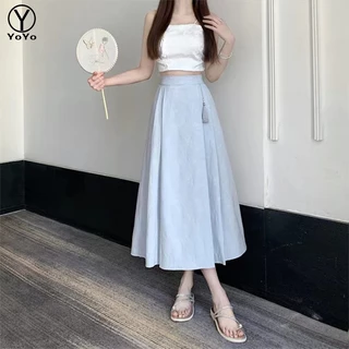 YOYO เวอร์ชั่นเกาหลีเอวสูงกระกระโปรงจีบผู้หญิงกระโปรงยางยืด รุ่น2801