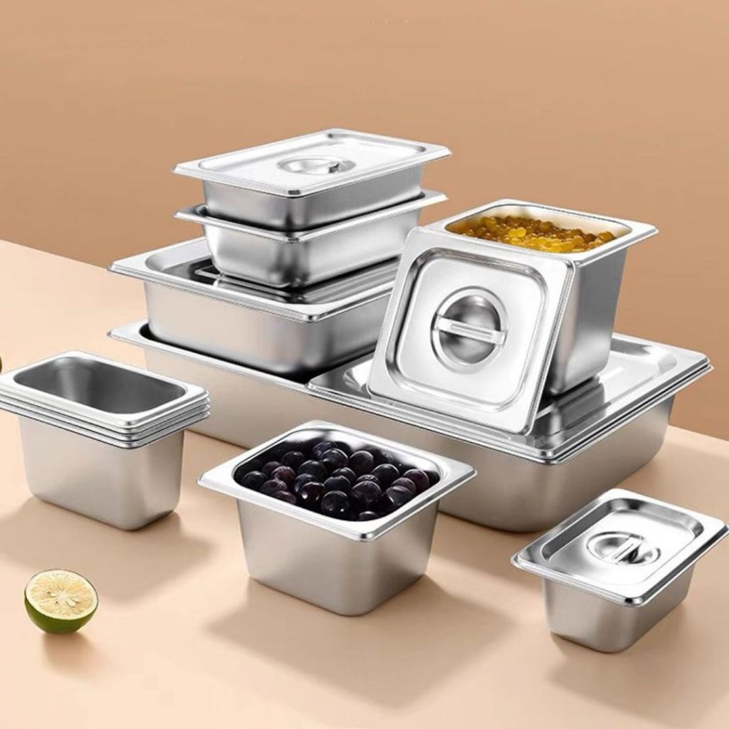 ถาดสเตนเลสหนา 1/4 ใส่อาหาร ถาดอาหาร หลุมใส่สลัดStainless steel