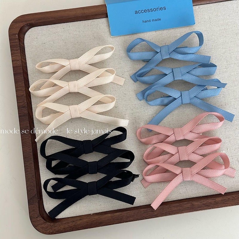 พร้อมส่ง (ราคาต่อ3ชิ้น) Premium Bow HairClip Set กิ๊บติดผมโบว์ ผ้านุ่ม งานเกาหลี คุณภาพ มี4สี