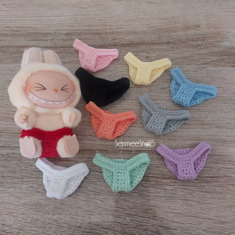 กางเกงในลาบูบู้ Labubu V2 โบว์ติดผมลาบูบู้ถักไหมพรม Handmade คละสี คละลาย