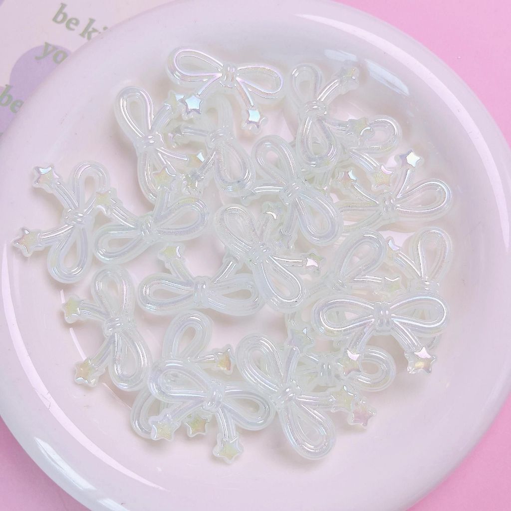 โบว์ หางดาว สีใส สีนม พาสเทล ขนาด 20x34mm อุปกรณ์งานฝีมือ งานร้อยกำไล สร้อย พวงกุญแจ ของตกต่างๆ DIY ราคา ถูกที่สุด ดีลบีเคเค แกลเลอรีภาพที่ 5