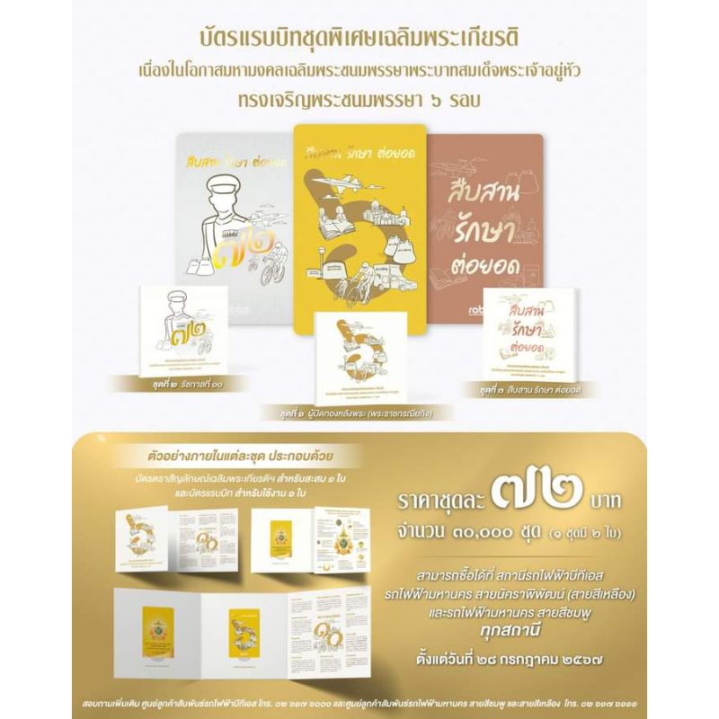 บัตรแรบบิทที่ระลึกชุดพิเศษ เฉลิมพระเกียรติ พระบาทสมเด็จพระเจ้าอยู่หัว เฉลิมพระชนมพรรษา 6 รอบ