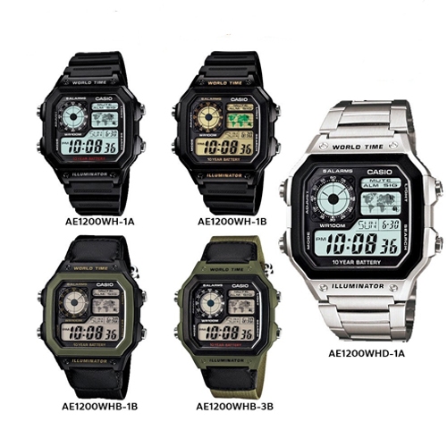 CASIO นาฬกาข้อมือ รุ่น AE-1200,AE-1200WH,AE-1200WHB,AE-1200WH-1A,AE-1200WH-1B,AE-1200WHD-1A,AE-1200WHB-1B,AE-1200WHB-3B