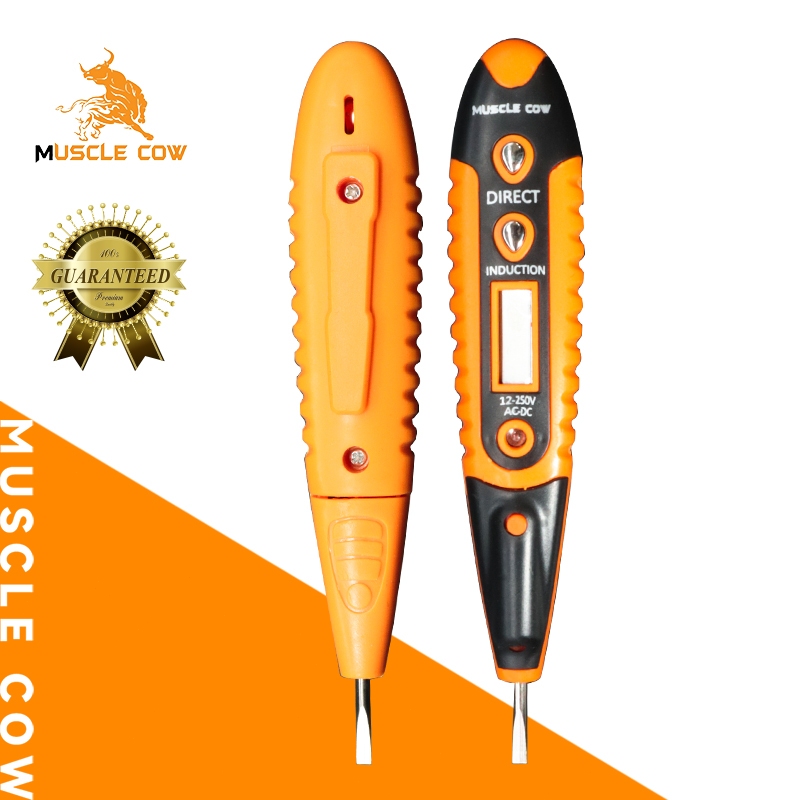 MUSCLE COW เครื่องทดสอบแรงดันไฟฟ้าอัจฉริยะ กันน้ำ พร้อมไฟ LED และไขควง