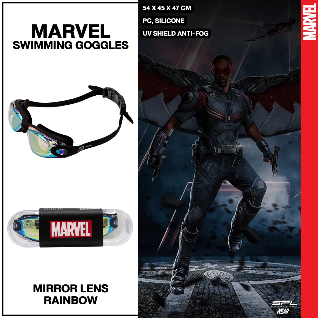 Marvel มาร์เวล แว่นตาว่ายน้ำ สำหรับว่ายน้ำ Swimming Goggles UV Shield Anti-Fog Silicone BK/WH (690) – โปรปัง