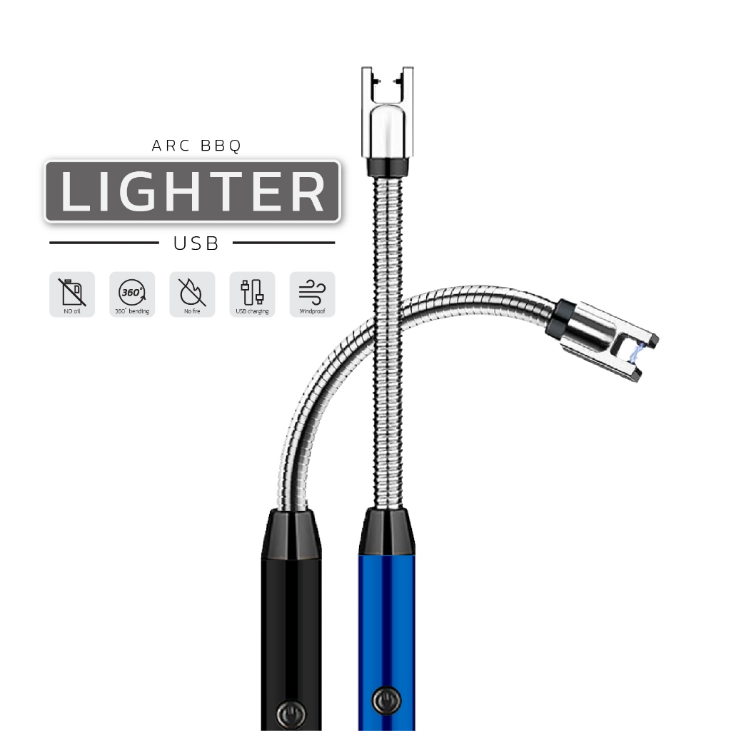 ไฟแช็คไฟฟ้า ARC BBQ lighter ที่จุดเทียนหอม USB ไฟแช็คพลาสม่า ชาร์จได้