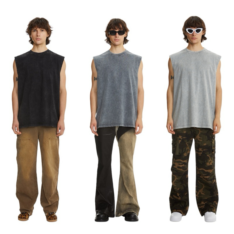 เสื้อกล้ามแขนกุด 【TANK TOPS & BATIK】 "BLACK GRAY DARK GRAY"