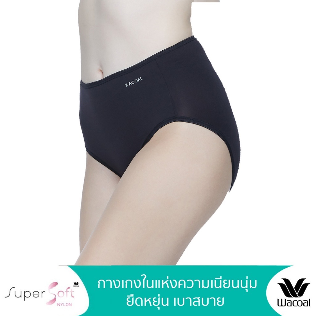Wacoal Super Soft Short ทรงHalf ทรงครึ่งตัว  สีดำ Black (1 ตัว) รุ่น WU3992 ขอบเรียบ กางเกงในหญิง วา