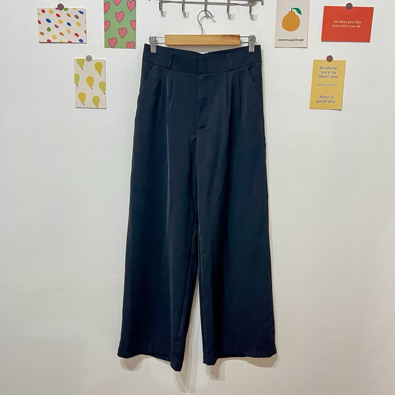 👗👚👖พร้อมส่ง✨กางเกงผ้าทำงานขายาวซิปหน้า ป้าย Sistory style มือ2