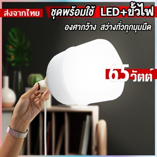 หลอดไฟ LED Bulb แสงสีขาว 65w ชุดพร้อมสายไฟยาว 5เมตร กินไฟน้อ…