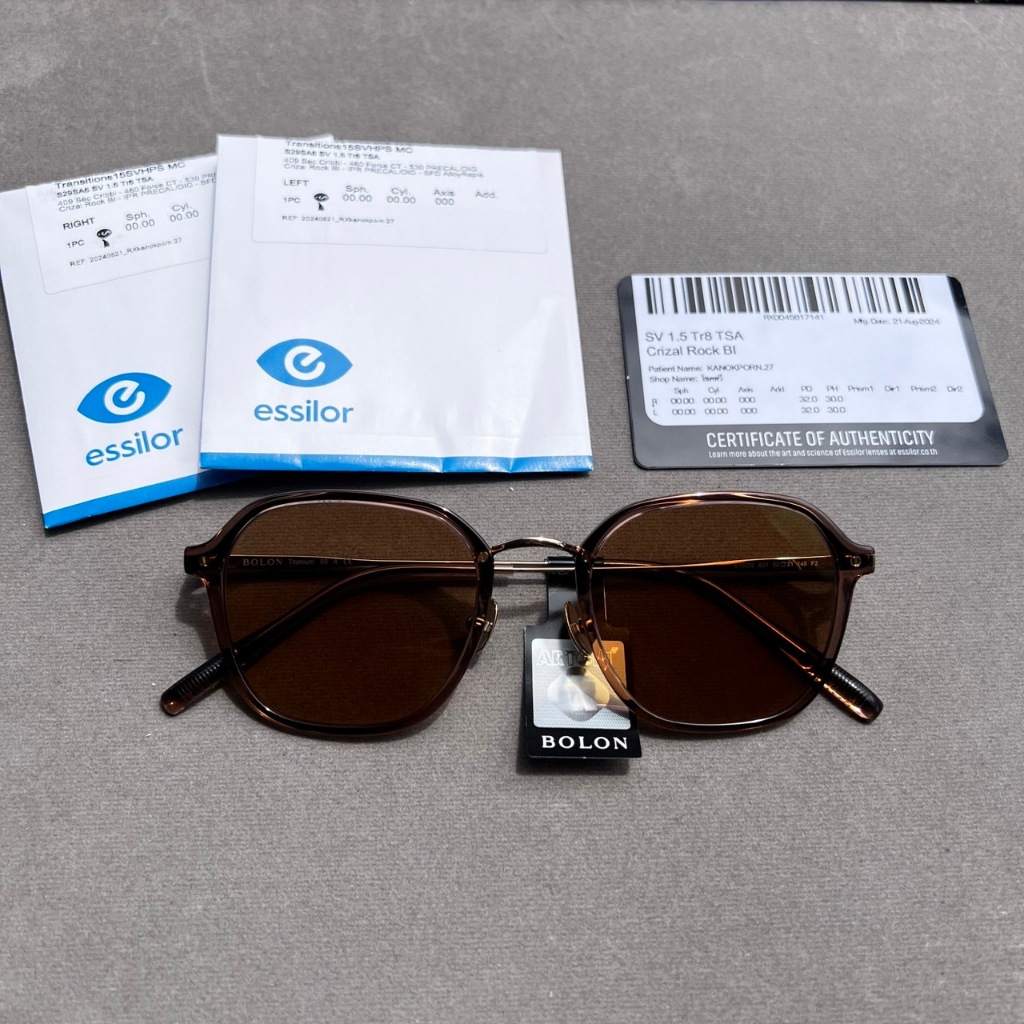 Lab Essilor Index 1.50 / 1.60 / Airwear (สั่งผลิต 3-5 วันทำการ) ของแท้จากบริษัท มีการ์ดแข็งรับประกัน