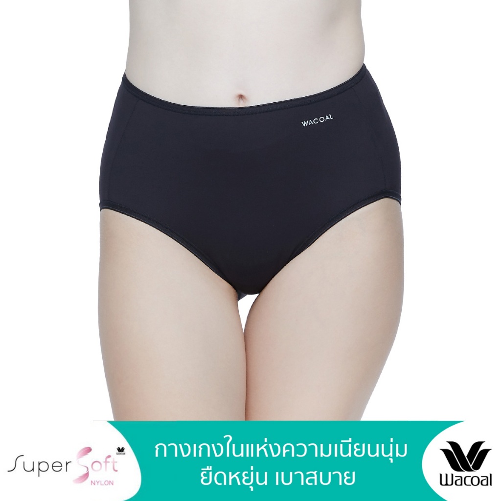 Wacoal Super Soft Nylon Panty กางเกงในนวัตกรรมเนียนนุ่ม รูปแบบเต็มตัว (Short) รุ่น WU4992 สีดำ (BL)