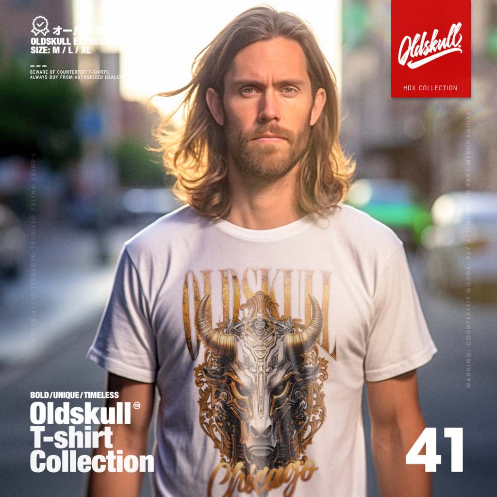 เสื้อยืด โอลด์สคัลล์ Oldskull Express HDX No.41 ลายกระทิงทอง