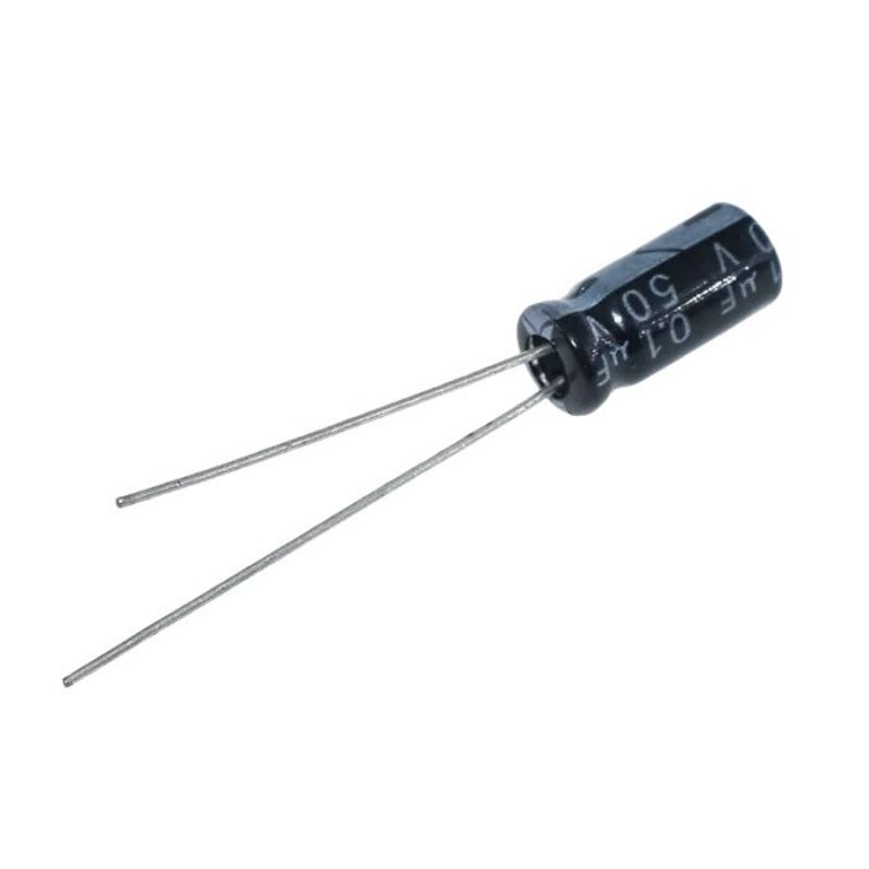 แพ็ค 5ชิ้น 0.1uf 50v   capacitor ตัวเก็บประจุไฟฟ้าอลูมิเนียม ตัวเก็บประจุไฟฟ้า คาปาซิเตอร์