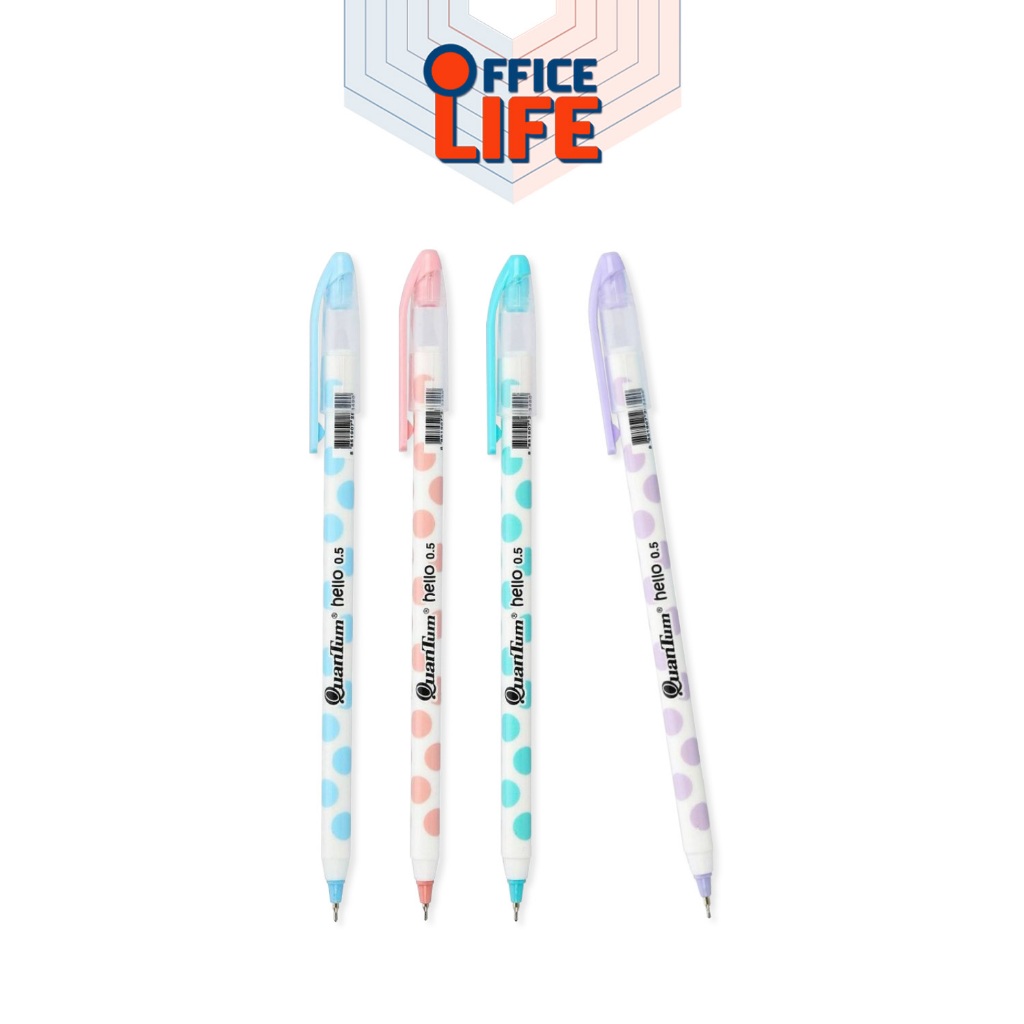 Quantum (ควอนตัม) ปากกาควอนตั้ม ปากกา รุ่น Hello Pastel หมึกสีน้ำเงิน ขนาดหัว 0.5 mm. ( 1ด้าม / คละสี )