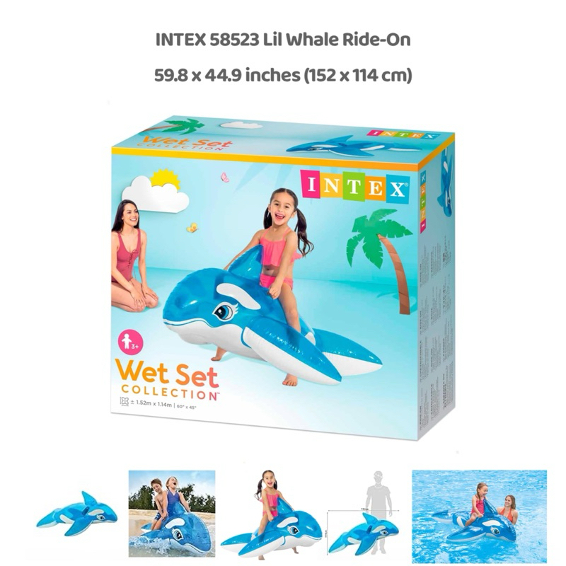 INTEX 58523 Lil Whale Ride-On, 59.8 x 44.9 inches (152 x 114 cm)