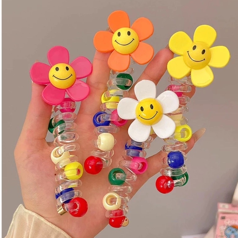 AH-ยางรัดผมหางม้า ประดับดอกไม้สีสดน่ารัก พร้อมส่ง