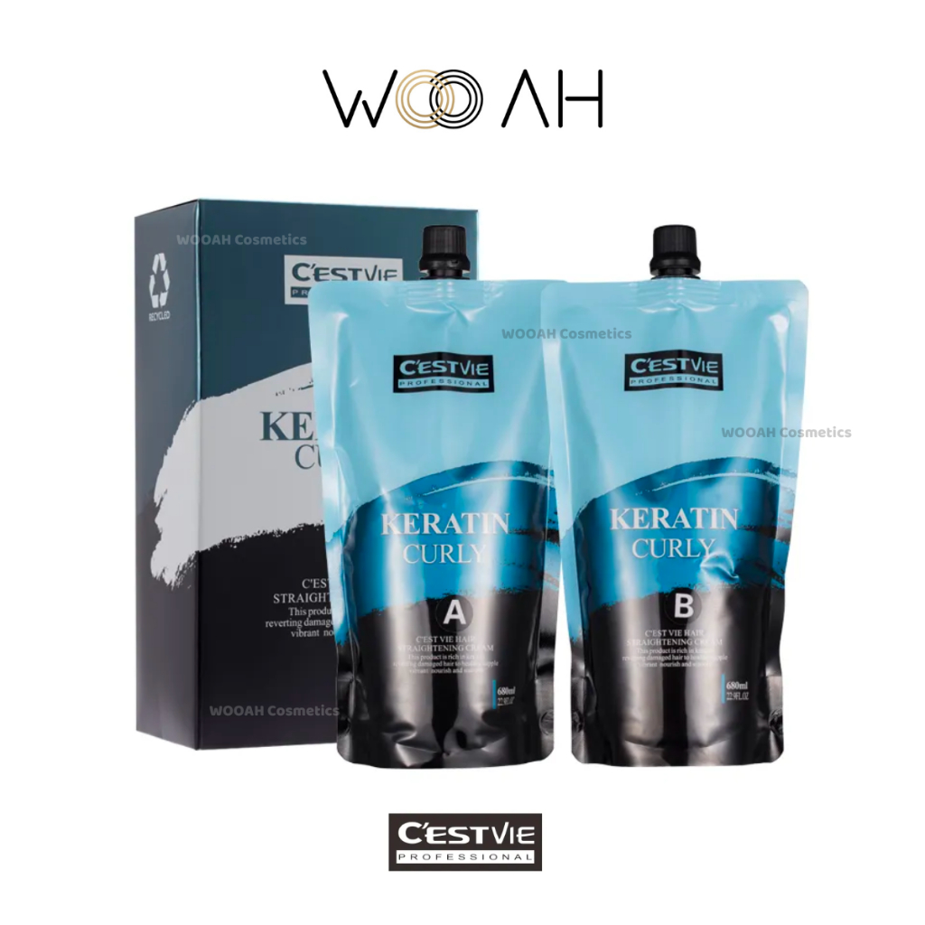ครีมยืดเคราติน CESTVIE Keratin Hair Treatment Hair Rebonding Cream Straightening Perm Cream(680mlx2)