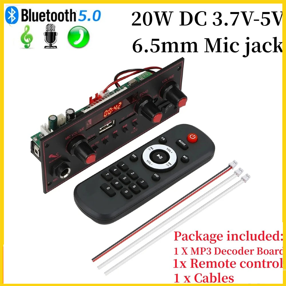เครื่องขยายเสียง20W DC 5V บลูทูธบอร์ดเครื่องถอดรหัส6.5Mm TF USB รถเสียงเพลงลำโพงเครื่องเล่นการควบคุมระดับเสียง DIY