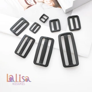 ที่ปรับสายเป้ ตัวเลื่อนสายกระเป๋า ตัวปรับสายกระเป๋า พลาสติกสีดำ Plastic Buckle (D-3-A,XCXB-076)