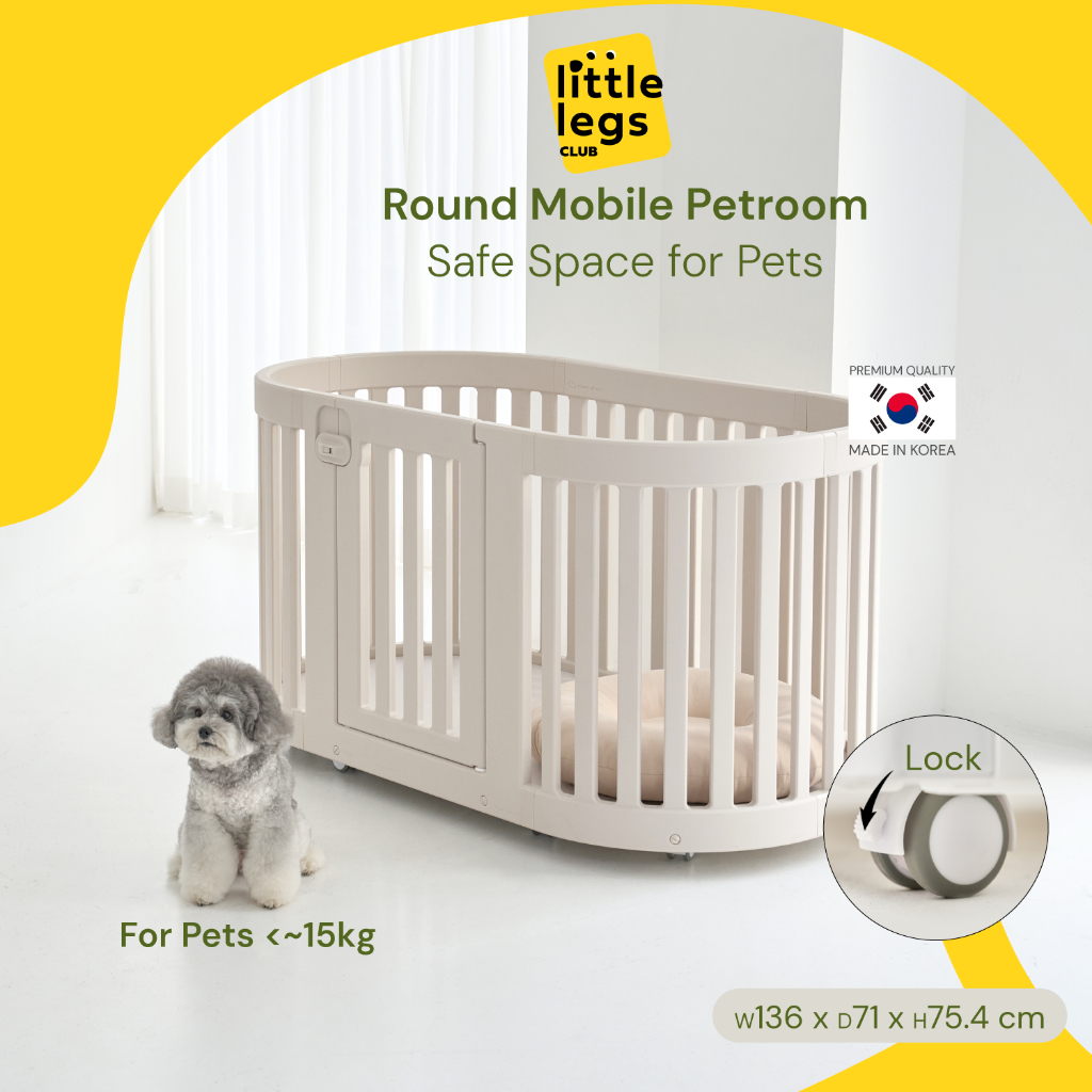 LLC คอกสุนัข Takemehom รุ่น Mobile Hygge ขนาด(รวมล้อ) W136xD71xH75.4cm ทรงโค้งวงรี มีล้อ MHG