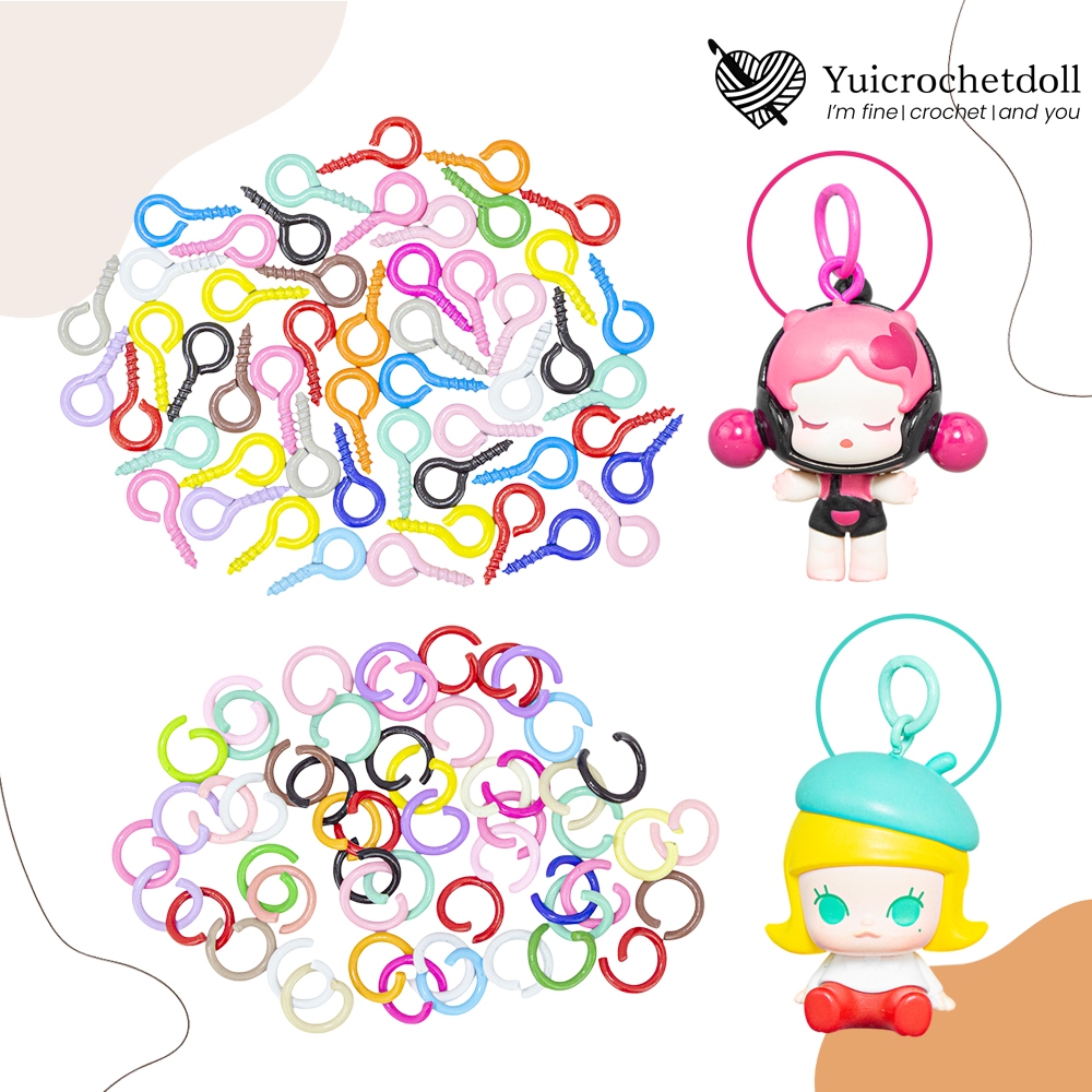 MT87 ตะขอสกรู,ห่วงกลม เคลือบสี สำหรับยึดพวงกุญแจ Art toy, POP BEAN ให้มีรูห้อย อะไหล่พวงกุญแจ พร้อมส่งไทย 🇹🇭