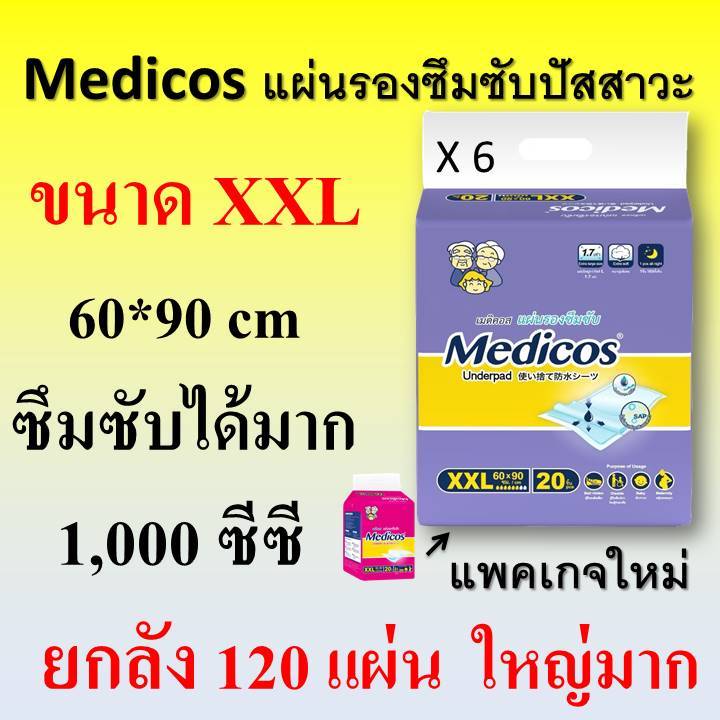 ยกลัง เมดิคอส medicos แผ่นรองซึมซับ แผ่น รองปัสสาวะ ผู้ป่วย แผ่นใหญ่ ที่รองฉี่ madicos