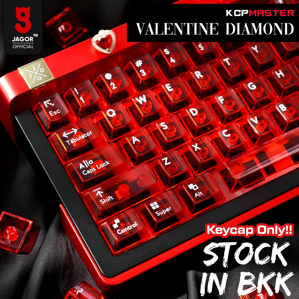 (พร้อมส่งจากไทย) คีย์แคปใส คีย์แคปคริสตัล Valentine Diamond ENG JAGOR PC UV Cherry Profile 114 คีย์ keycap Transparent