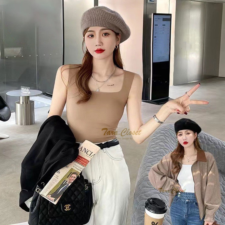 BA051 TARA Sleeveless Shirt เสื้อยืด แขนกุด คอเหลี่ยม ทรงเข้ารูป เนื้อผ้าเรย่อน ผ้านิ่ม ทิ้งตัว ใส่สบาย ไม่ร้อน