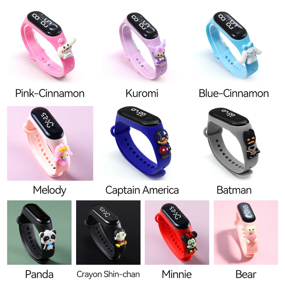 BEVAVAR นาฬิกาเด็ก นาฬิกาข้อมือดิจิทัล LED กันน้ํา ลายการ์ตูนปิกาจู  โดราเอมอน สําหรับเด็กผู้ชาย และเด็กผู้หญิง