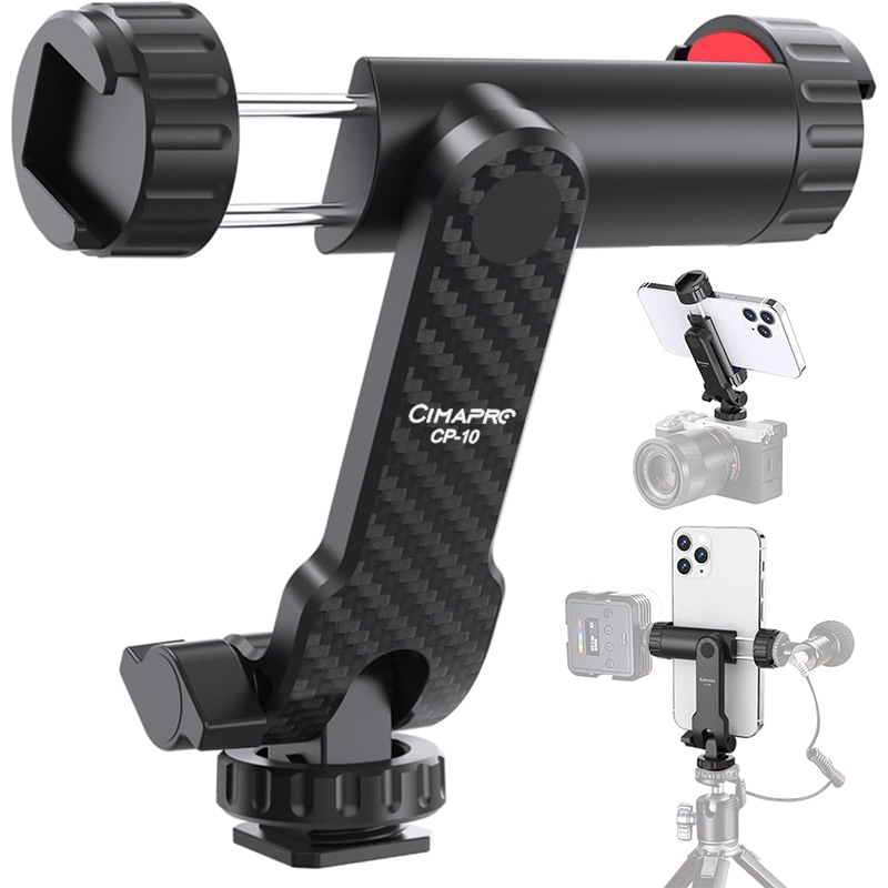 CP-10 หัวจับมือถือ หมุนได้ 360° 1/4" Screw Cold Shoe Phone Clip Tripod Mount สำหรับต่อกับขาตั้งกล้อง ไม้เซลฟี่ Vlog Live