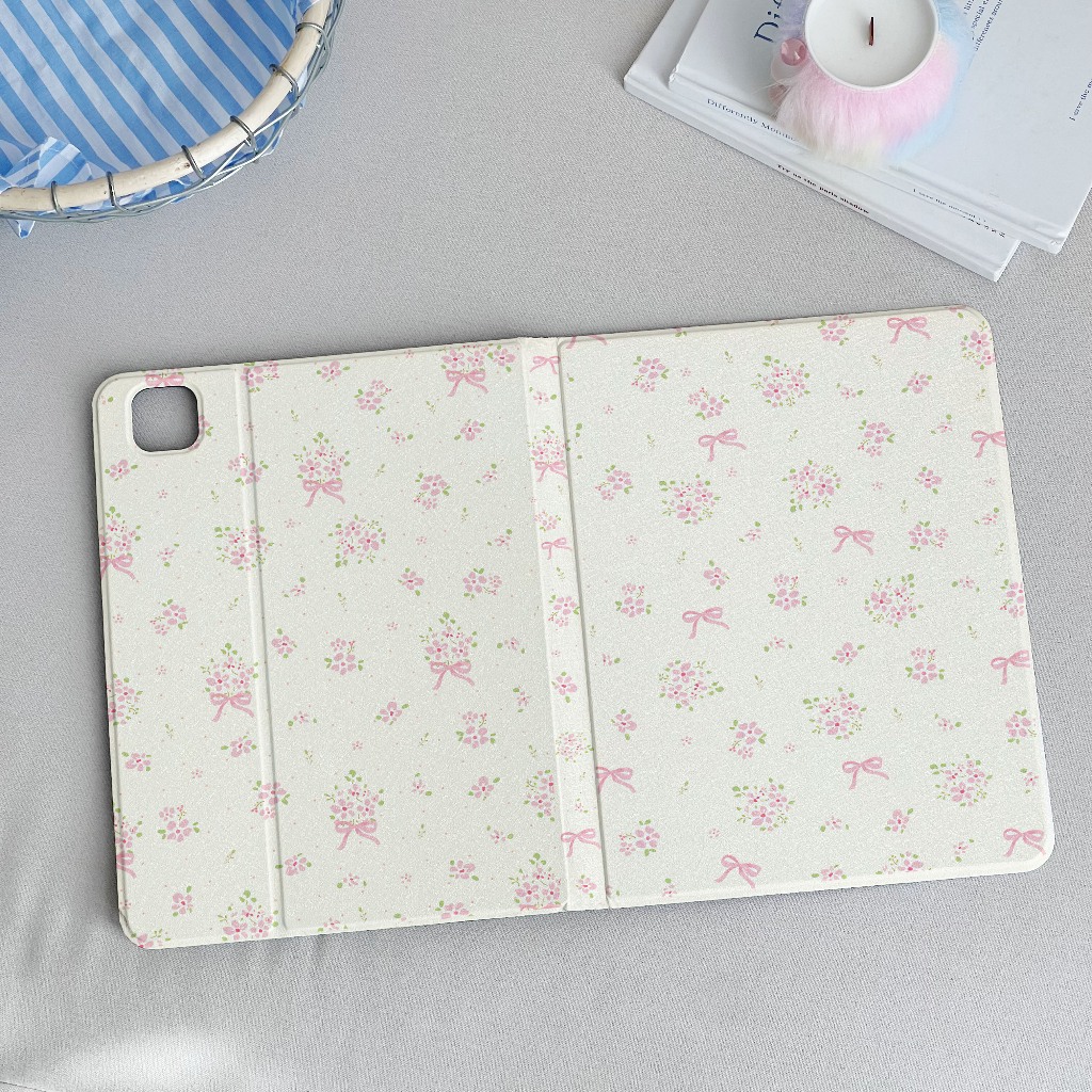 พร้อมส่ง เคส iPad gen9 pro11 2024 ซิลิก้าเจล พร้อมถาดใส่ปากกา Floral Bow เคสไอแพด Air5 Air6 MINI7