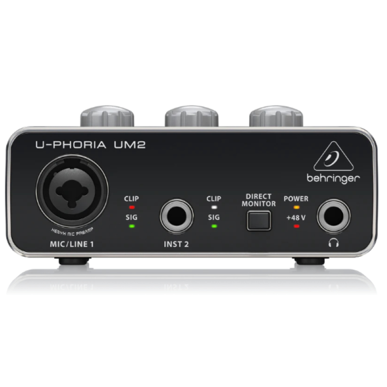 Behringer U-PHORIA UM2 ออดิโอไฟล์ USB ออดิโออินเตอร์เฟซ 2x2 พร้อมพรีแอมป์ XENYX อุปกรณ์บันทึกเสียง ข