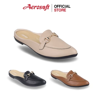 Aerosoft (แอโร่ซอฟ) รองเท้าคัทชูผู้หญิง เพื่อสุขภาพ ส้นแบน รองเท้าคัทชูสีดำ รุ่น CW3334