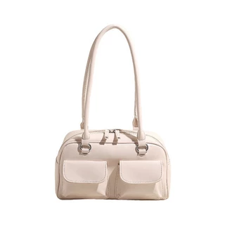 BAG-CLS 🍄‍🟫 กระเป๋าหนังแฟชั่น สะพายไหล่ หนังเรียบ สีสวยคลาสสิค สไตล์เรียบหรู ช่องเก็บของเยอะ สินค้าพร้อมส่ง