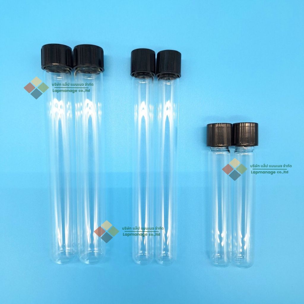 หลอดแก้วมีฝาเกลียว(ฝาสีดำ) Test Tube Screw cap, หลอดเลี้ยงมด หลอดทดลอง