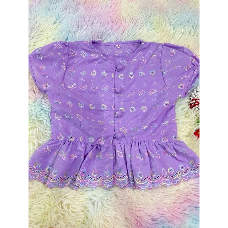เสื้อลูกไม้เด็ก เสื้อแมทสีม่วง