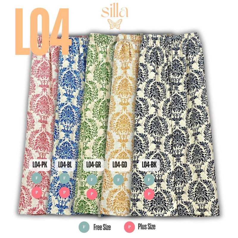 Silla กางเกงขายาว รุ่น Luxury Pants L04 พิมพ์ลาย เนื้อผ้าไหมอิตาลี ผ้าพริ้วนุ่ม ใส่สบาย ลายสวยหรูหรา