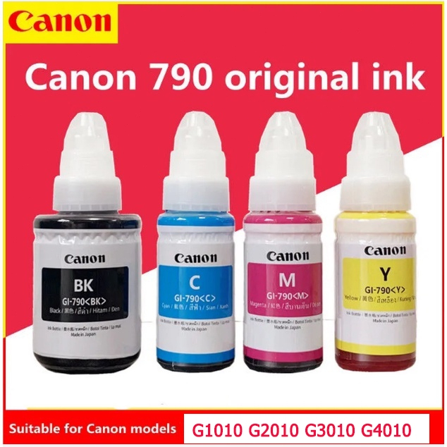 หมึก Canon GI-790 ของแท้ (ไม่มีกล่อง)4 สีหนึ่งชุด (BKCMY) สำหรับ Canon: G1010 G2010,G3010,G4010 ฯลฯ