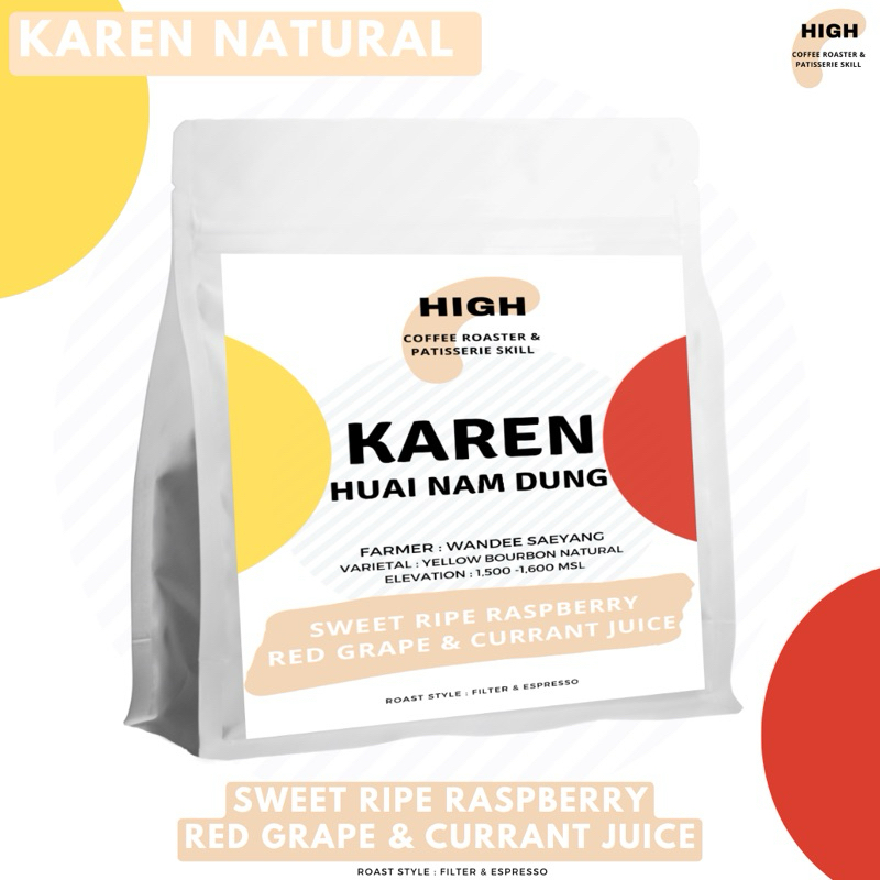 เมล็ดกาแฟ Karen Natural คั่วอ่อน ห้วยน้ำดัง จังหวัดแม่ฮ่องสอน