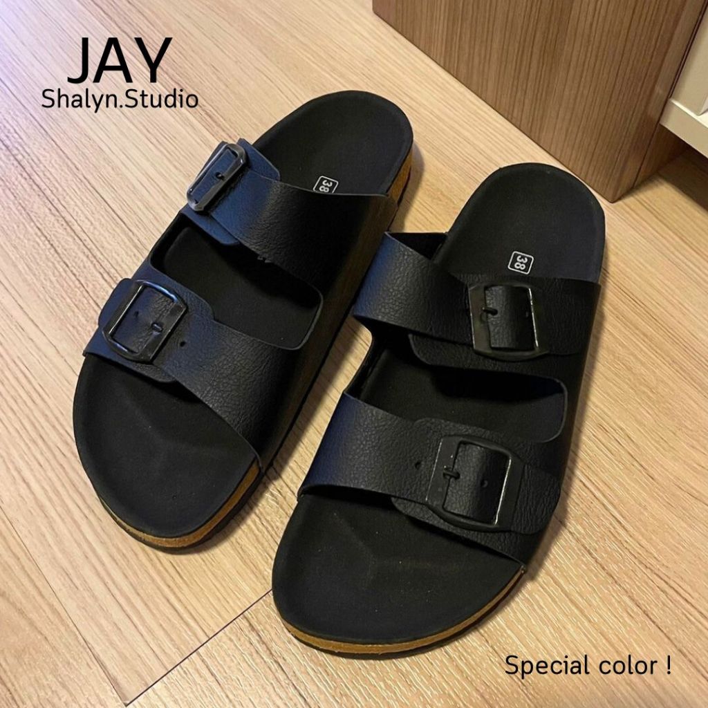 รองเท้าแตะแบบสวม รุ่น JAY สไตล์วินเทจ สายหัวเข็มขัด เบา สบาย มีไซส์ใหญ่ 45 ใส่ได้ทั้ง ช/ญ