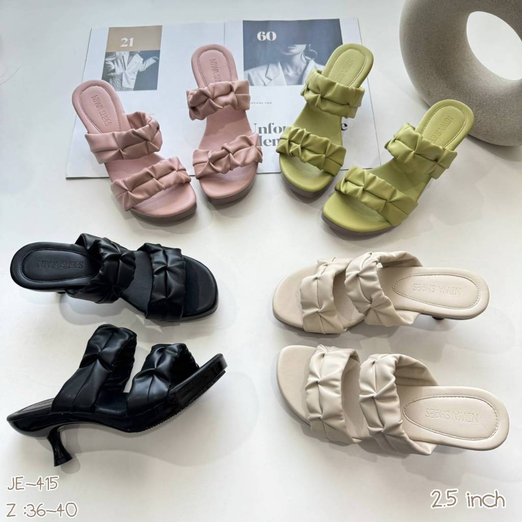 Niwa Shoes รองเท้าแฟชั่น รองเท้าส้นสูง ส้นเกี๊ยะ รองเท้าส้นสูง แกร๊ๆงานคือฉ่ำมาก 💛🤎💚🤍 รหัสสินค้า JE-