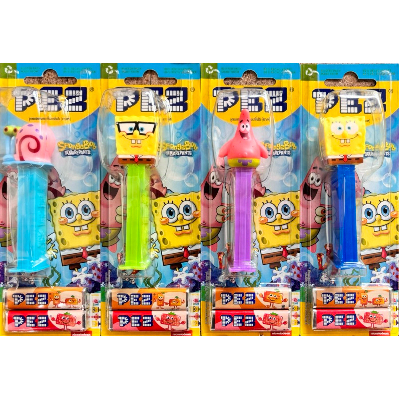 PEZ เพซ ลูกอมรสผลไม้ พร้อมแท่งการ์ตูนลาย SpongeBob SQUAREPANTS