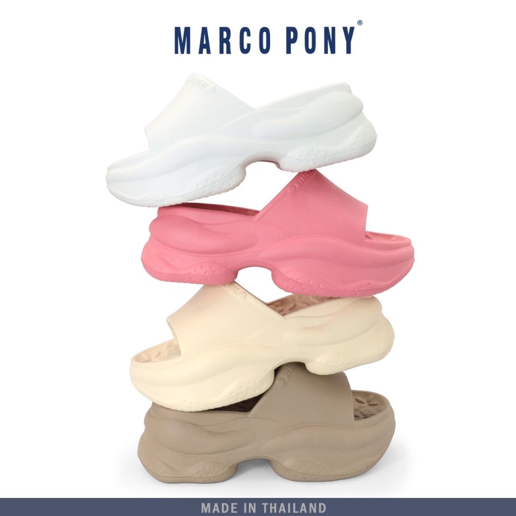 Marco Pony รองเท้าส้นสูงผู้หญิง รองเท้าแตะผู้หญิง  พื้นหนา กันลื่น ทนต่อการสึกหรอ เบาสบาย MH9024